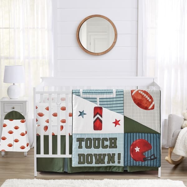 slide 2 of 6, Sweet Jojo Designs American Football MVP Boy 6p Crib Bedding + BreathableBaby Breathable Mesh Liner Vintage Sports