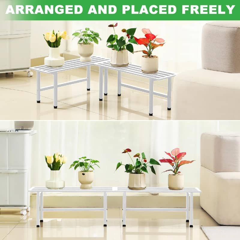 2 Pack Metal Plant Stand Outdoor Plant Shelf Indoor - 26 x 8.75 x 10.12 inches