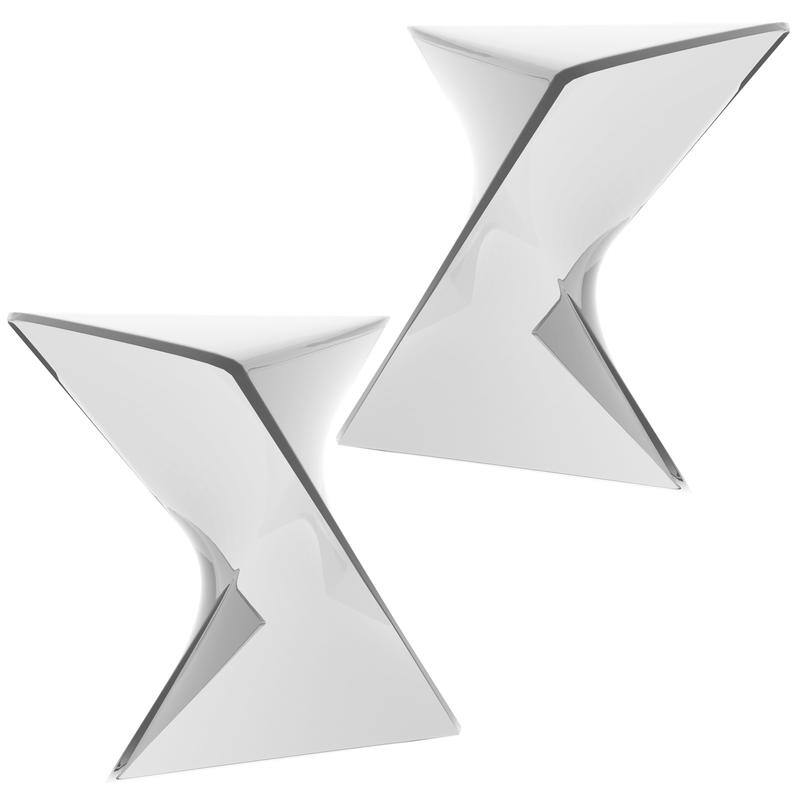 Randolph Modern Indoor Lightweight Side Table with Triangular Curved Design Accent End Table for Home Living Room or Bedroom - Set of 2 - Clear