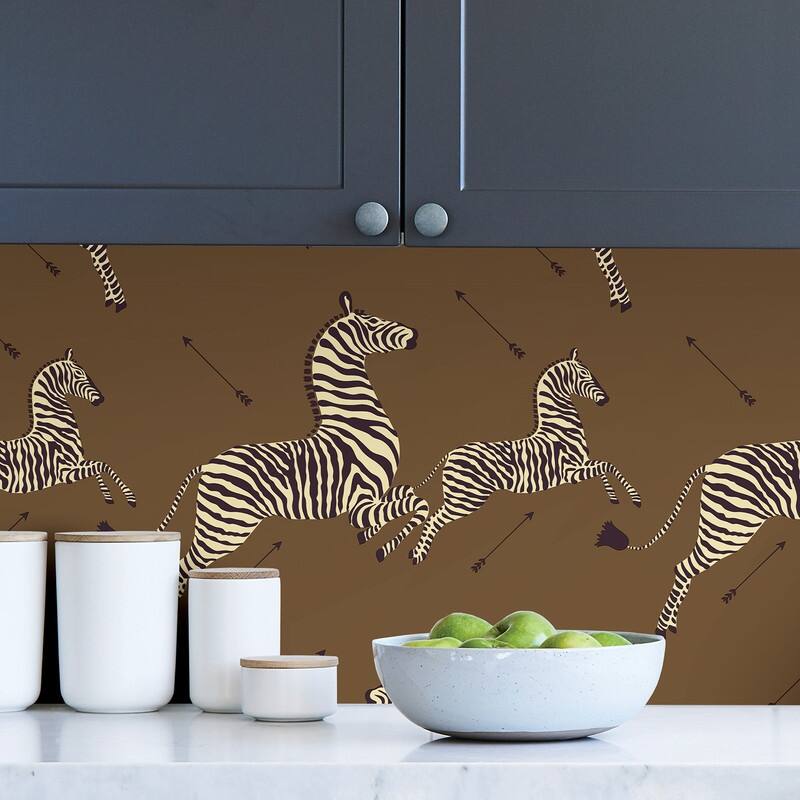 Scalamandre Safari Brown Zebra Safari Self Adhesive Peel & Stick Wallpaper