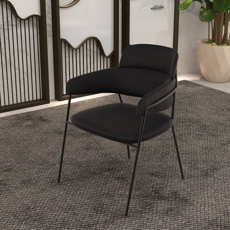 LeisureMod Set of 4 Axis Upholstered Dining Chairs with Curved Backrest, Contemporary Accent Side Chair for Home Office Bedroom