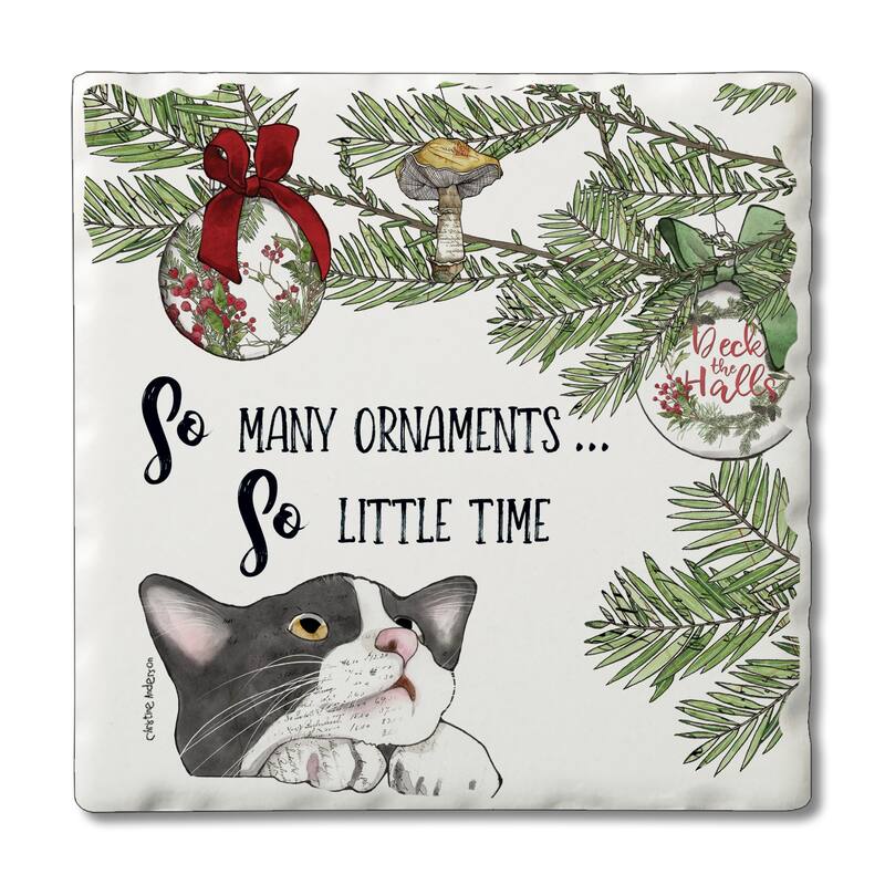 Counterart Absorbent Stone Coasters - So Little Time - Set of 4 - 4x4x1.541