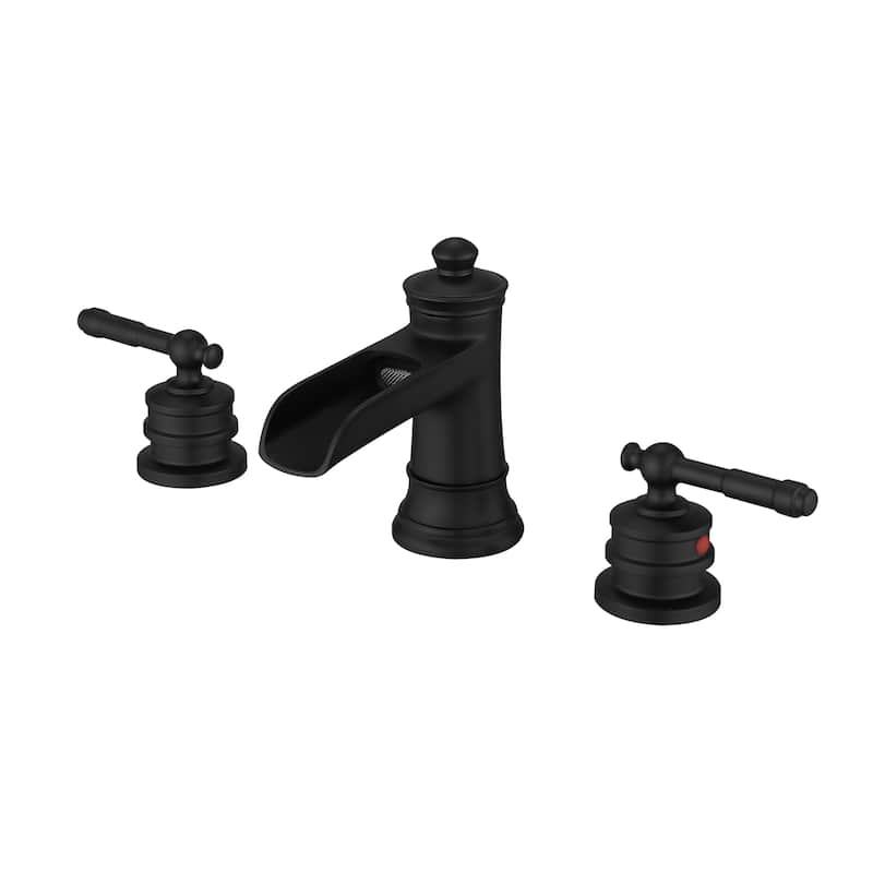 Double Handle Three-Hole Bath Waterfall Faucet with Drain