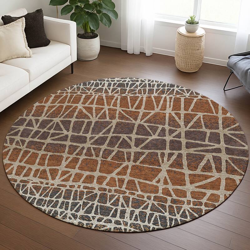 Machine Washable Indoor/ Outdoor Boho Global Chantille Rug