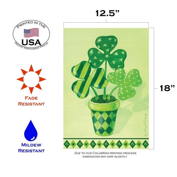 St. Patrick's Day Clover Leaf In A Pot Outdoor Garden Flag 18