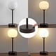 preview thumbnail 9 of 31, Xavier 12.25" Modern Minimalist Iron Wireless Rechargeable Integrated LED Table Lamp, Nickel/White by JONATHAN Y