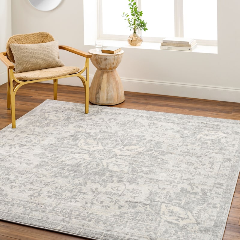 Livabliss Traditional Monaco Medallion Area Rug - 6'7" x 6'7" Square - Grey