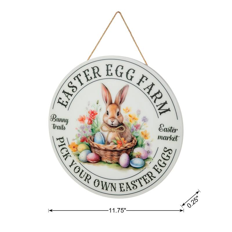 Glitzhome Easter Bunny Door Hanger with Eggs Tulip Teardrop Carrot Spring Wall Decor