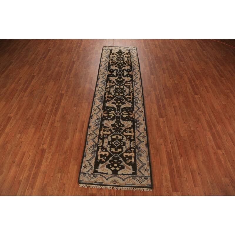 Transitional Oushak Runner Rug Handmade Wool Carpet - 2'7"x 9'10"
