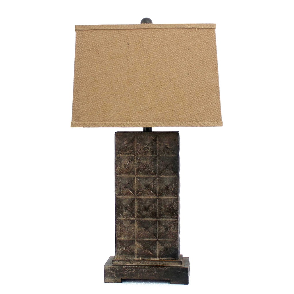 30" Traditional Bronze Bedside Table Lamp with Rectangular Khaki Shade for Bedroom or Living Room - 29.5”H x 9.5”W x 4.75”D