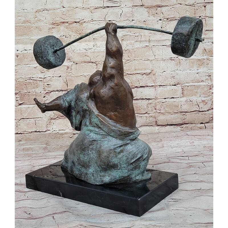Abstract Weightlifter Powerlifter Athlete Bronze Sculpture By Milo