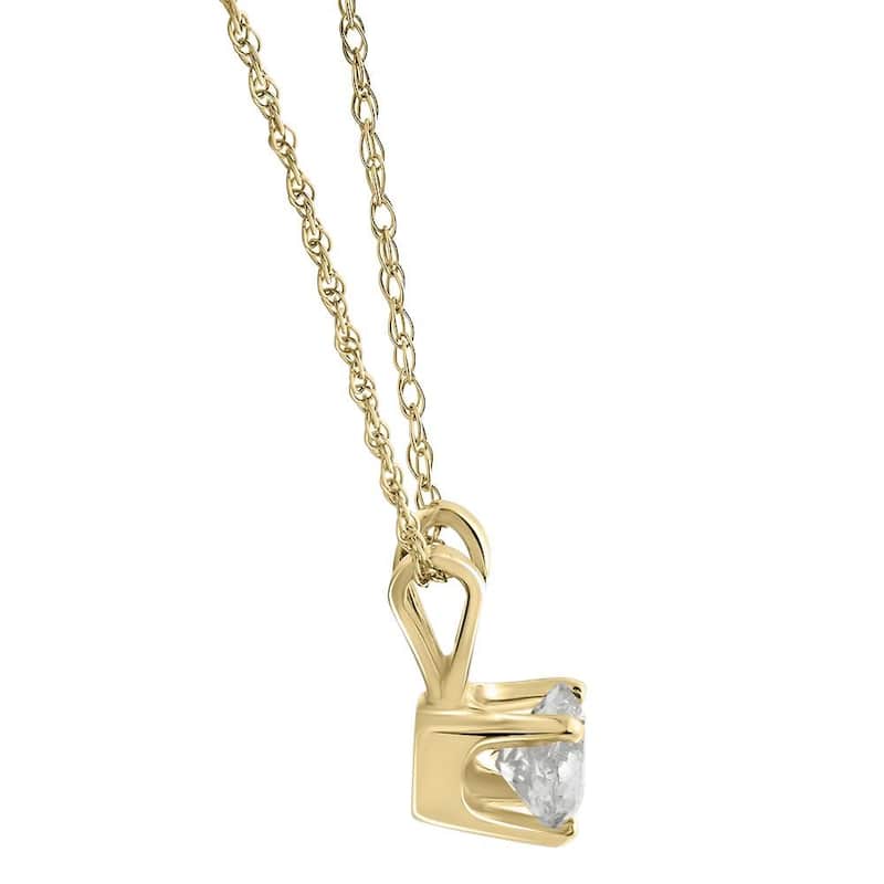 1/3 Ct Diamond Solitaire Pendant Necklace in White Or Yellow Gold Lab Grown