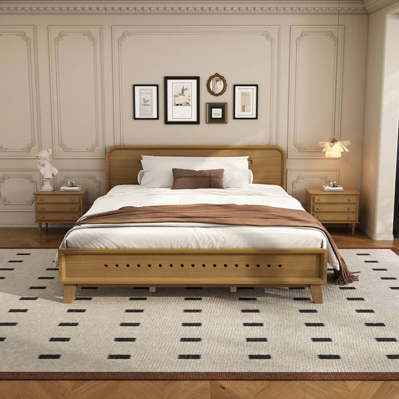 Pine Solid Wood Bed with Timeless Design Easy Assemble