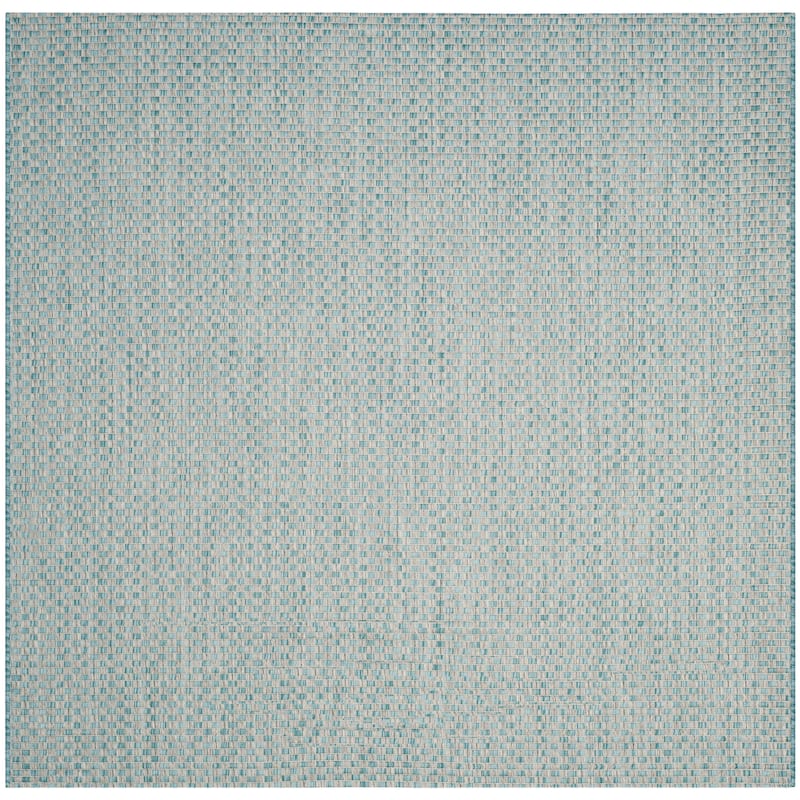 SAFAVIEH Courtyard Judi Indoor/ Outdoor Patio Backyard Rug - 7'10" Square - Light Blue/Light Grey