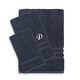preview thumbnail 6 of 27, Authentic Hotel and Spa Omni Turkish Cotton Terry 3-piece Navy Blue Bath Towel Set with White Script Monogrammed Initial D