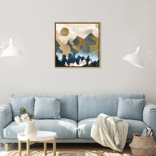 Oliver Gal Sapphire Mountain Range Nature And Landscape Wall Art Framed Canvas Print Mountains Blue Gold Overstock 32481343