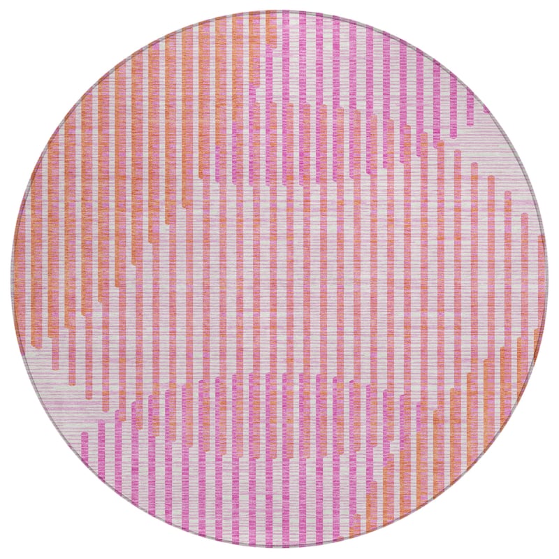 Machine Washable Indoor/ Outdoor Abstract Stripe Chantille Rug