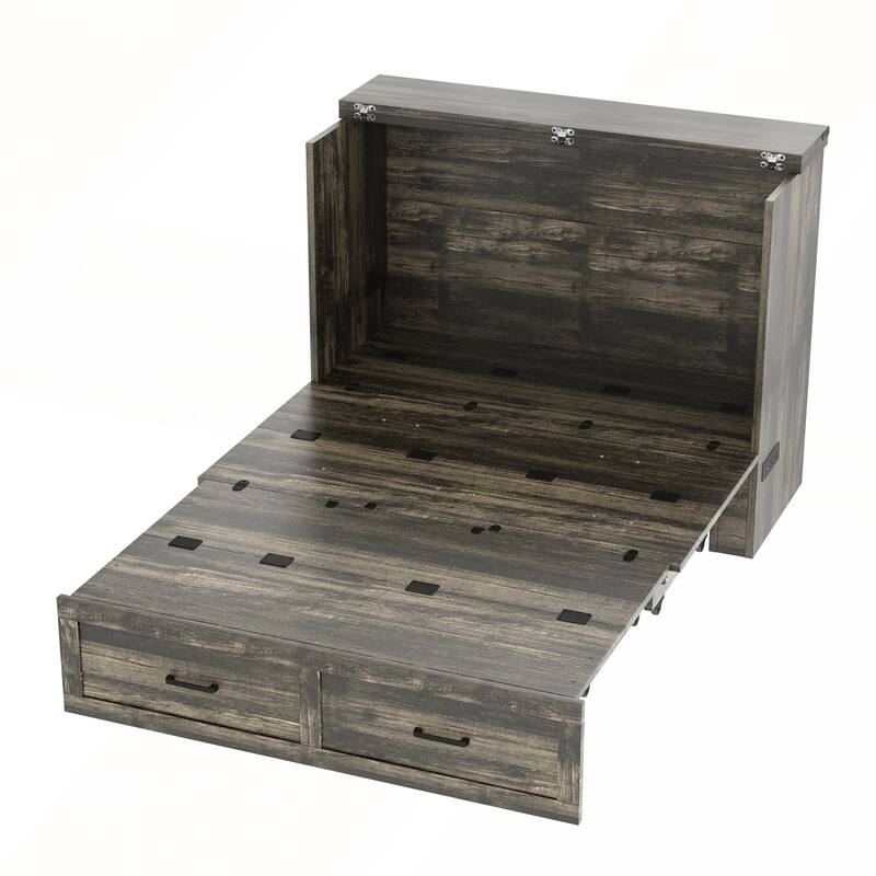 Murphy Bed Cabinet with Charging Station for Guest Room and Small Bedroom