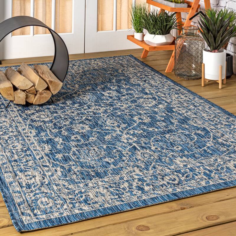 JONATHAN Y Palazzo Vine and Border Textured Weave Indoor/Outdoor Area Rug