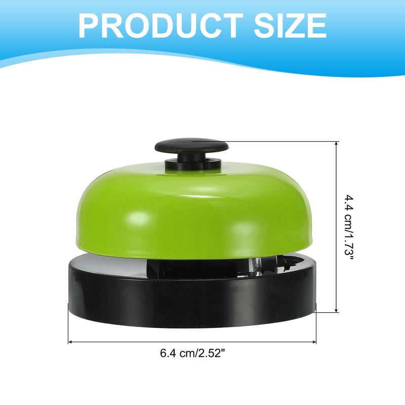 Desk Call Bell 2.5" Diameter with Metal Anti-Rust Construction - 2.52 x 1.73 inch (Dia*H) - Black/Green