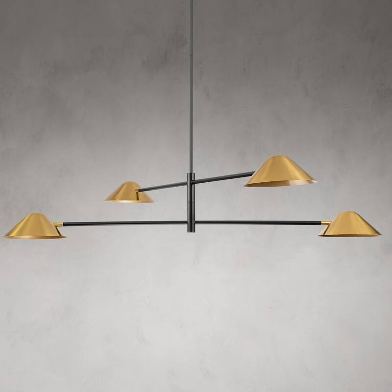 Rennnsan 4-Light Modern Industrial Linear Sputnik Gold Chandelier for Dining Room - 4-Light 59 in. W