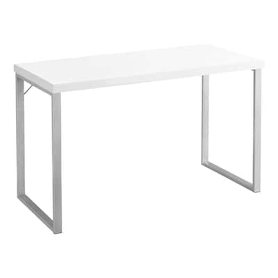 Modern 48" Computer Desk - Brown & Grey Office Desk with Metal Frame - Home Office Writing Table