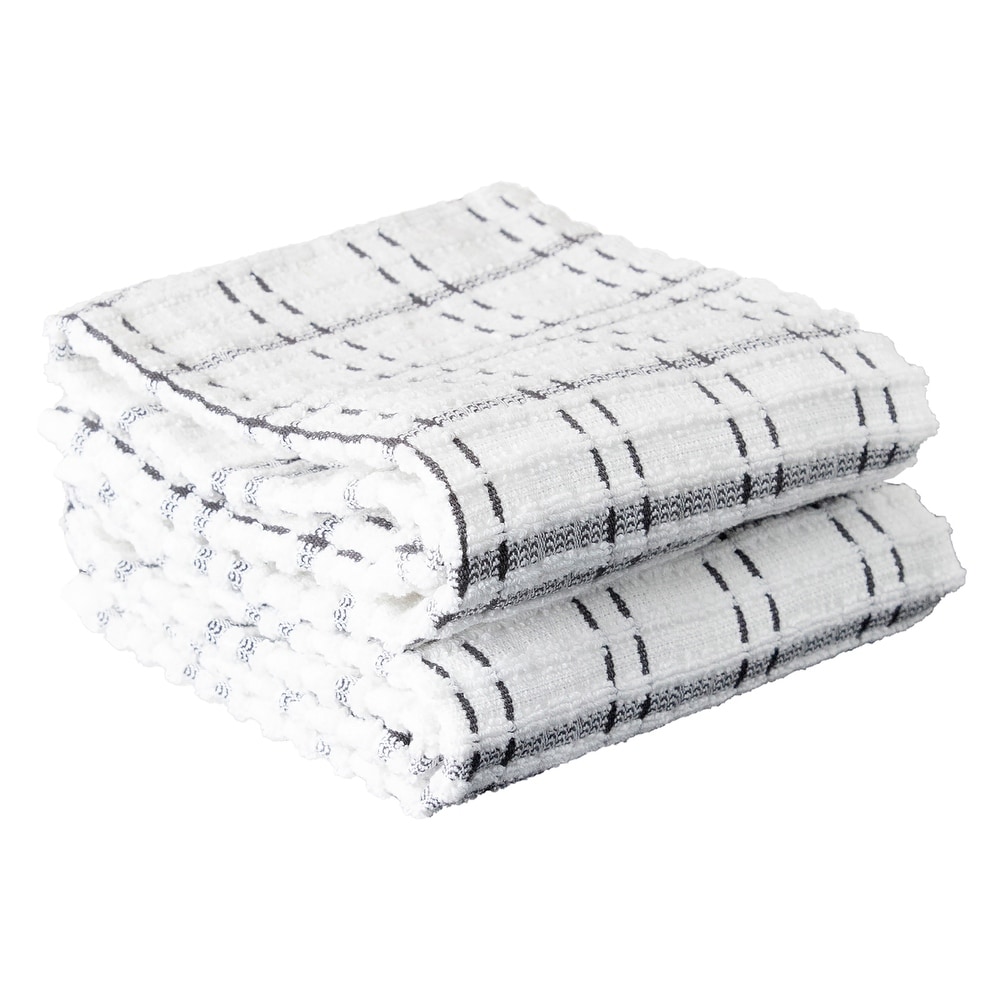 RITZ Royale Black Checkered Cotton Kitchen Towel (Set of 2) 013199