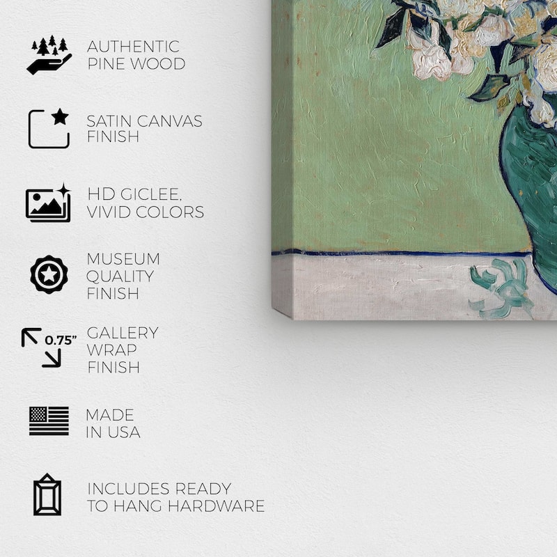 Wynwood Studio Canvas Floral and Botanical Flowers of Gold Green and Vanilla Glam Wall Art Canvas Print