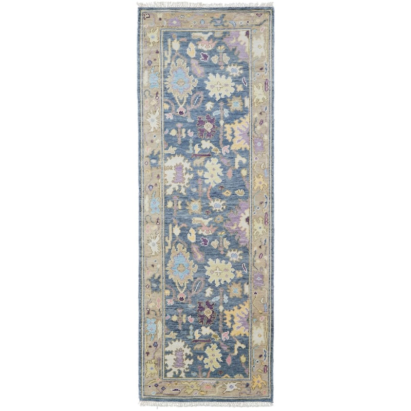 Grand Bazaar Larson Hand Knotted Persian Traditional Area Rug - 2'6" x 8' - Gold/Blue/Purple
