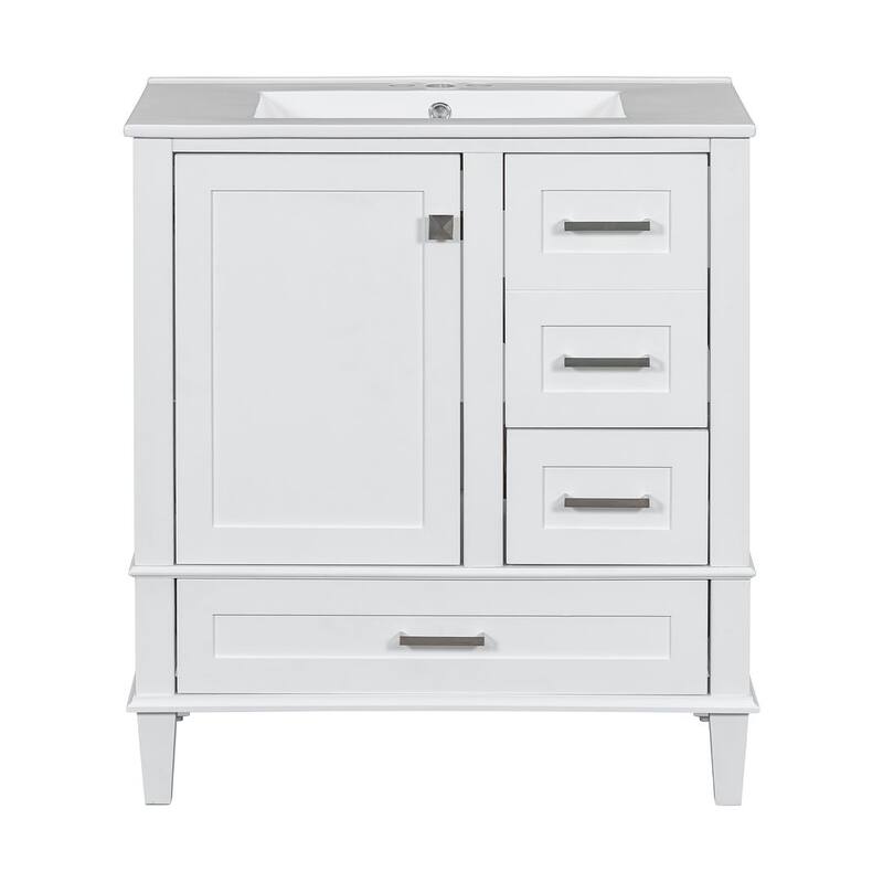 30" Bathroom Vanity With Sink, Solid Wood Bathroom Storage Cabinet