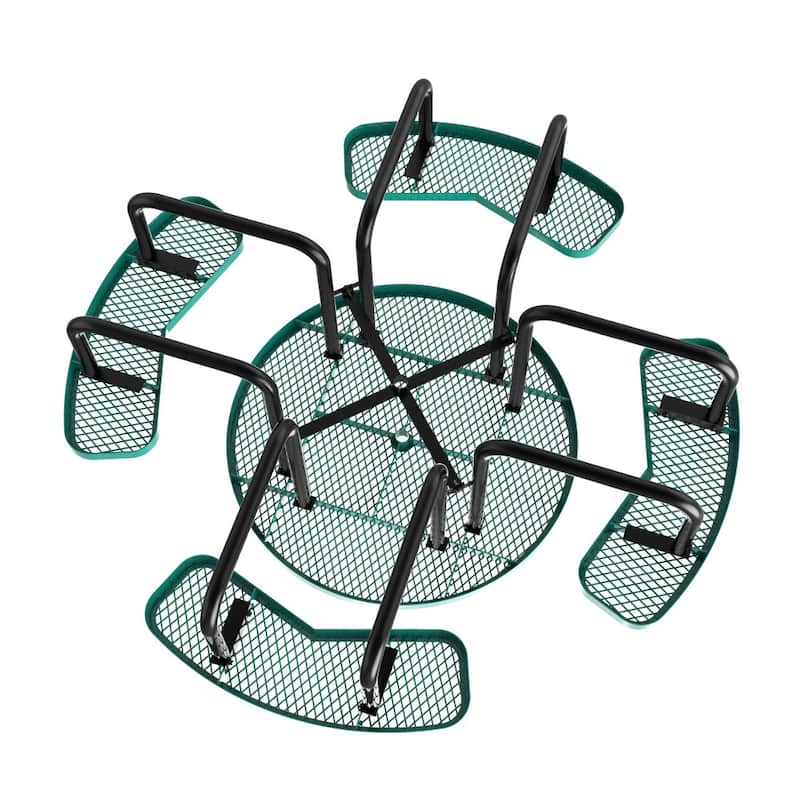 Commercial Grade Expanded Mesh Metal Outdoor Picnic Table - 82.5"D x 82.5"W x 29"H