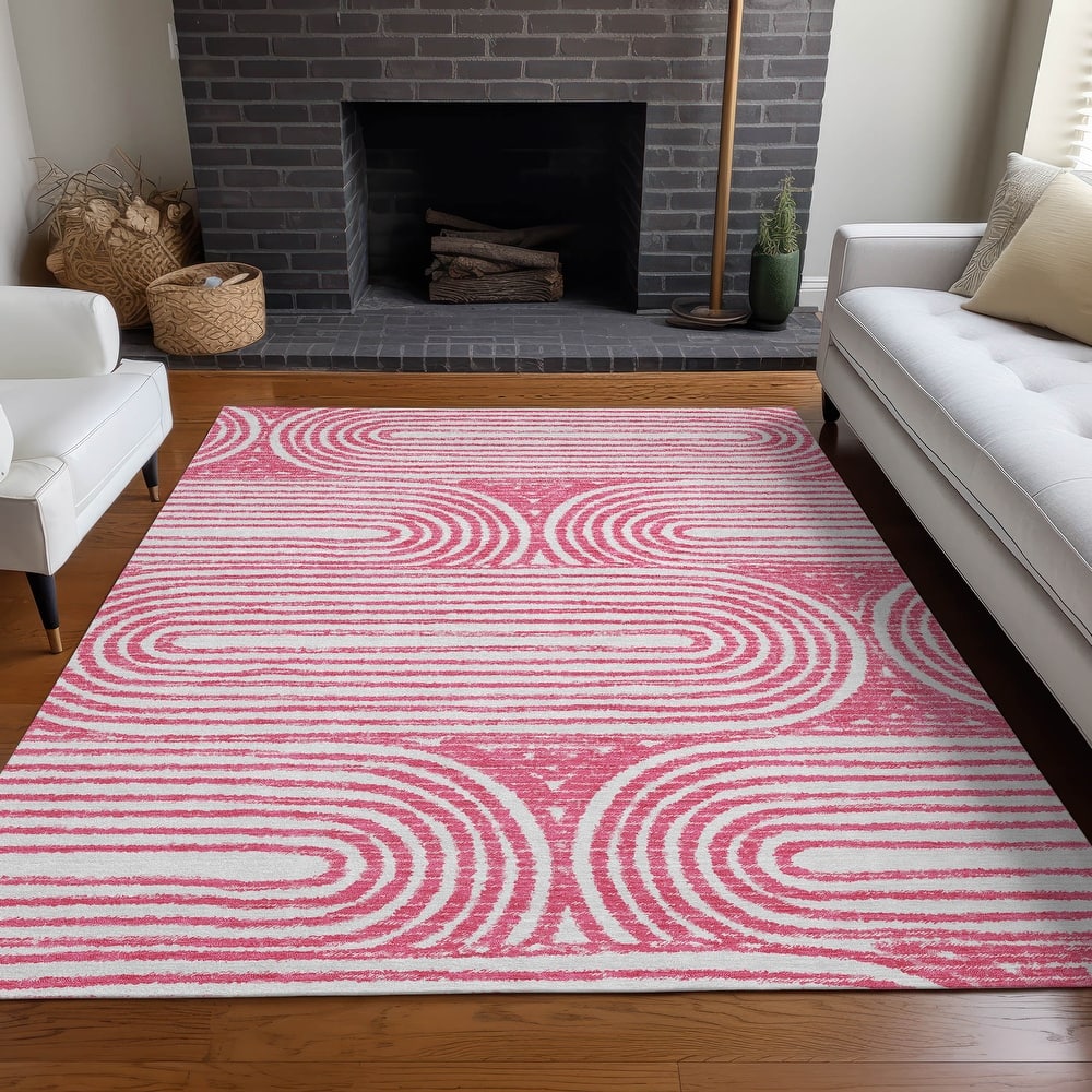 Machine Washable Indoor/ Outdoor Modern Vibes Chantille Rug