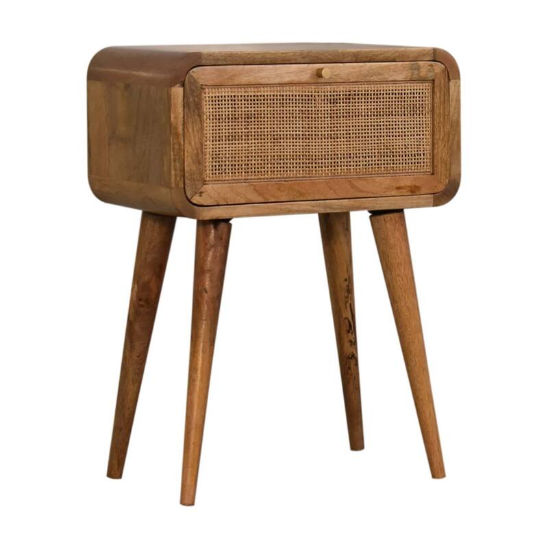 HomeRoots 21" Natural Solid Wood Cane Rattan One Drawer Nightstand