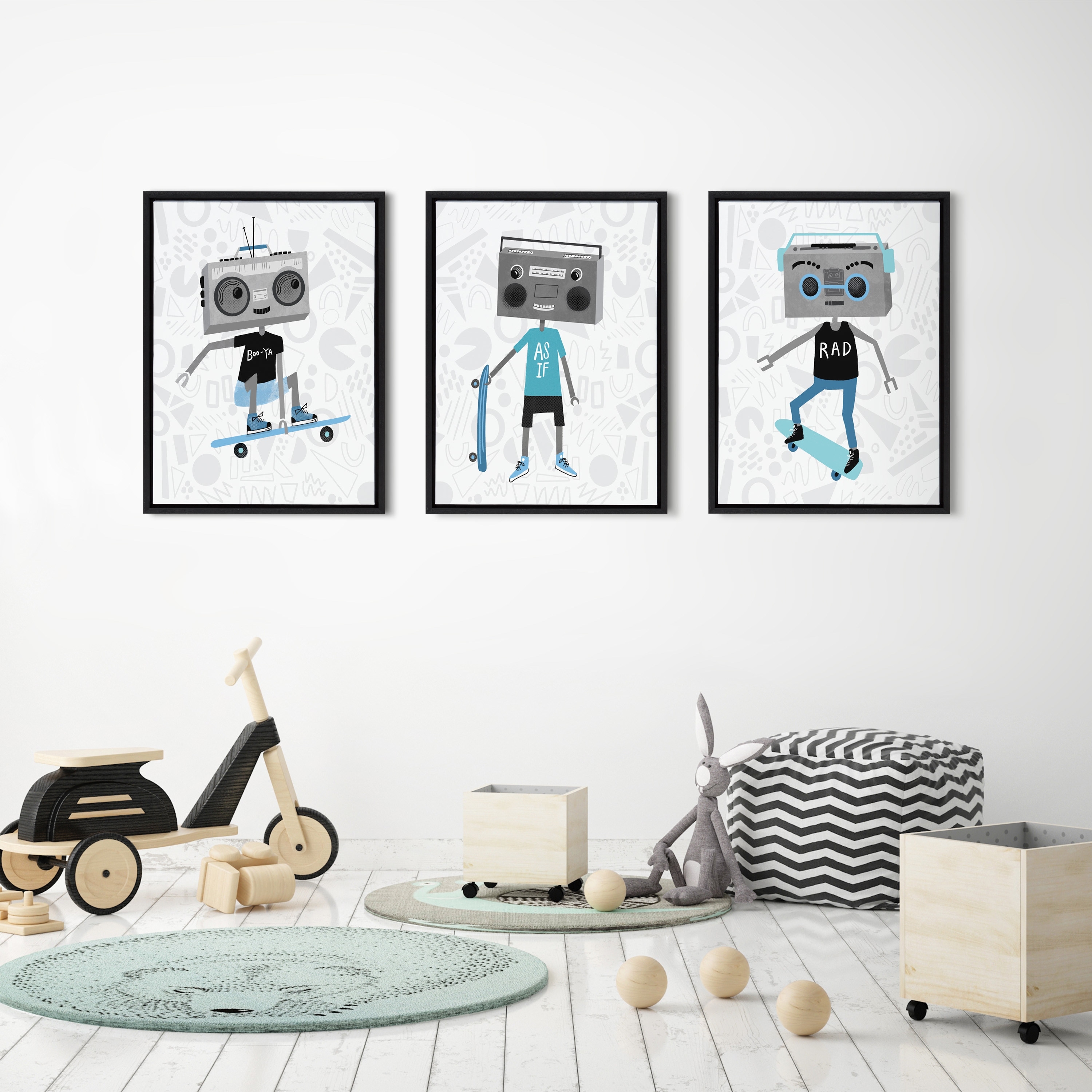 Ruwe olie Werkloos Algebraïsch Kate and Laurel Sylvie Boom Box Boy 2 Framed Canvas by Molly Fabiano -  Overstock - 32607367