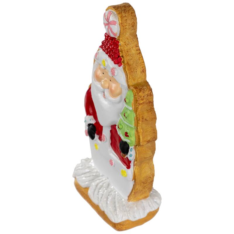 Gingerbread Santa with Tree Christmas Figurine - 7"