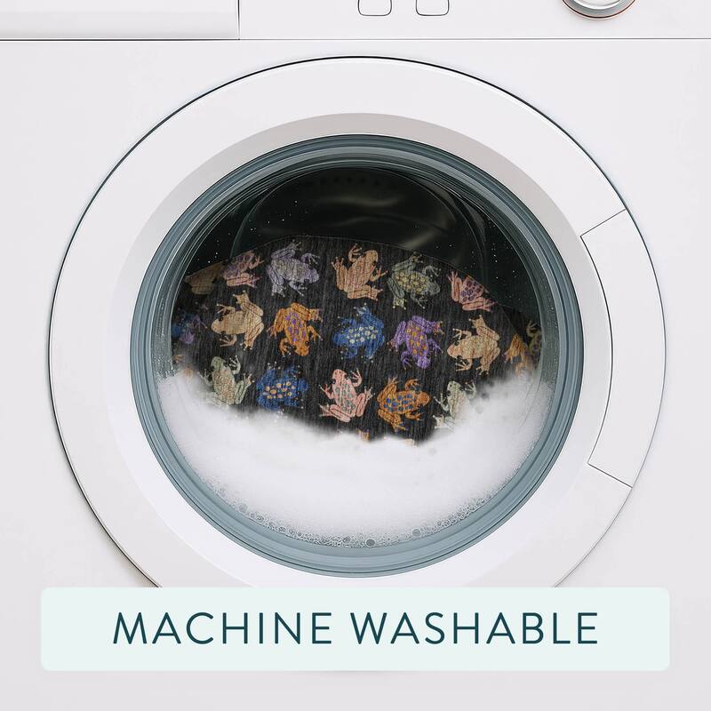 Machine Washable Indoor/ Outdoor Modern Frogs Chantille Rug