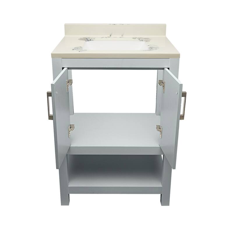 Taos 25" Bathroom Vanity with Cultured Marble Vanity Top Sink in White with White Basin