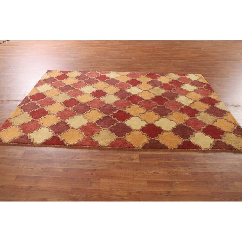 Trellis Gabbeh Indian Area Rug Hand-Tufted Wool Carpet - 5'0" x 8'0"