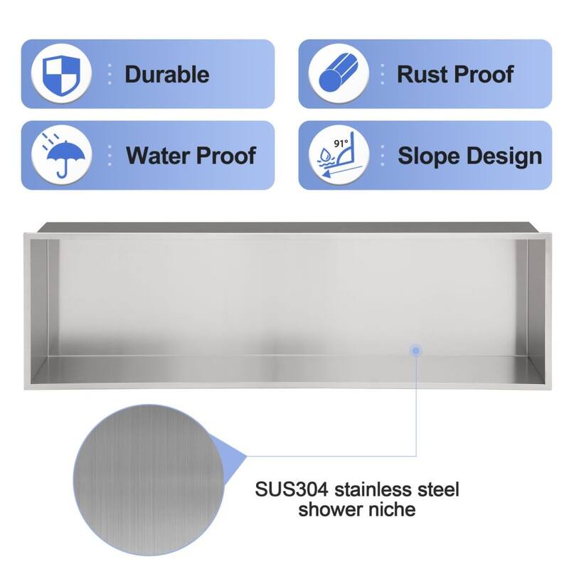 Kichae Shower Niche 37" Stainless Steel Recessed Shower Niche