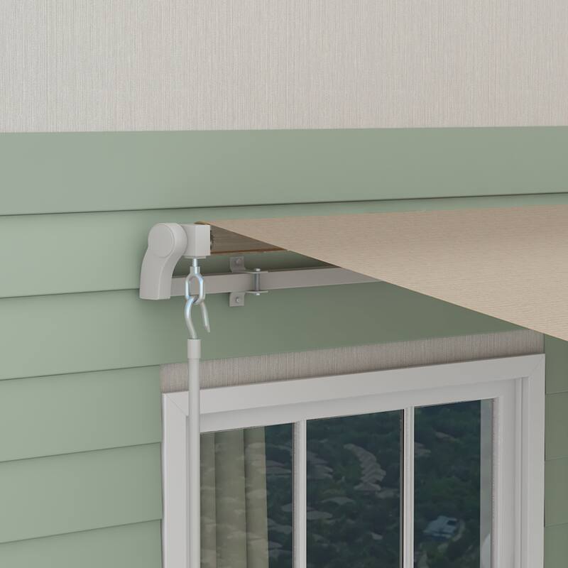 Outsunny 13' x 8' Manual Retractable Sun Shade Patio Awning with Durable Design & Adjustable Length Canopy