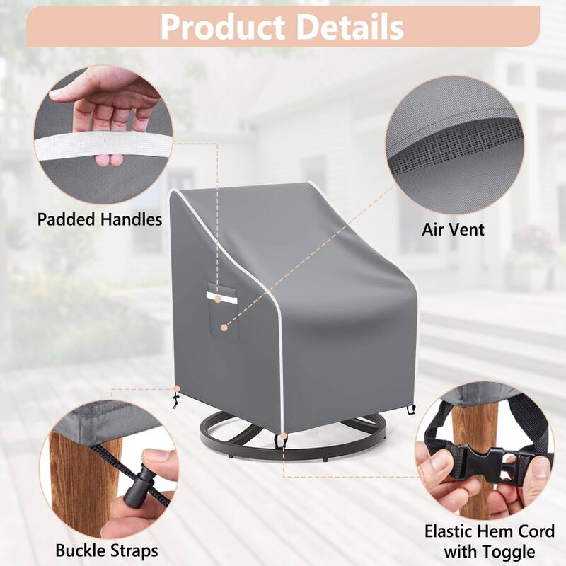 2 Pack Outdoor Swivel Lounge Chair Cover, Waterproof Patio Chair Covers