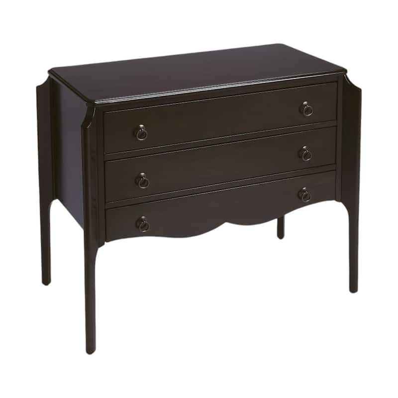 HomeRoots 34" Dark Brown Solid Wood Three Drawer Dresser