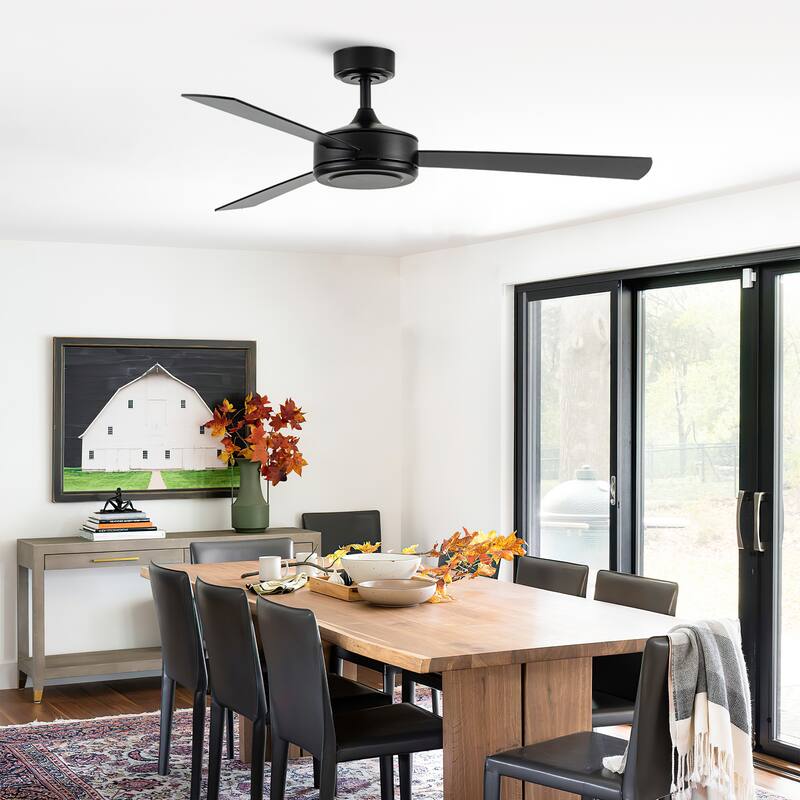 Vaczon 52" Industrial Black Wooden 3-blade Indoor Ceiling Fan with Remote