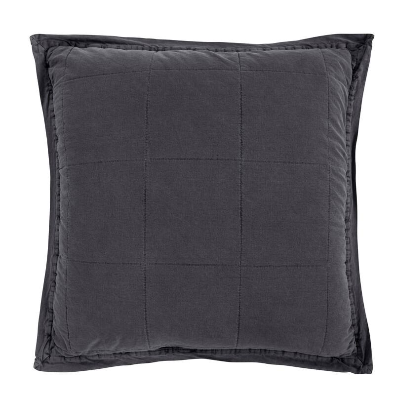 HiEnd Accents Stonewashed Cotton Canvas Vintage Chic Euro Sham, 27"x 27"