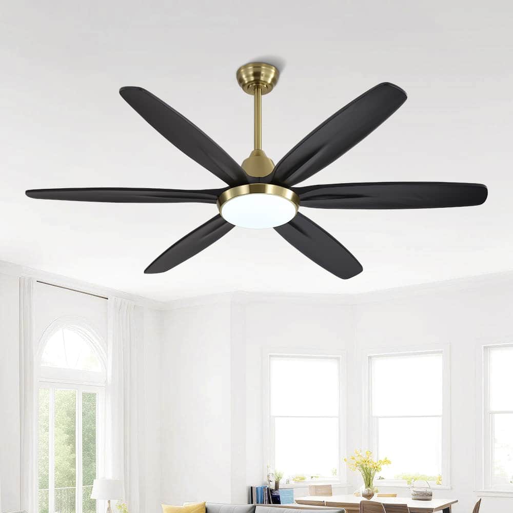 MLiAN Wood Blade LED Ceiling Fan Remote Control 6-Speed DC - 60''