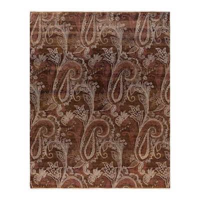 Ikat One-of-a-Kind Hand-Knotted Area Rug - Brown, 8' 2" x 10' 3" - 8' 2" x 10' 3"