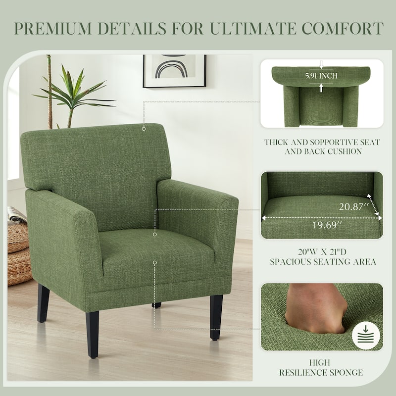 Modern Upholstered Armchair - Plush Fabric Accent Chair for Living Room & Bedroom