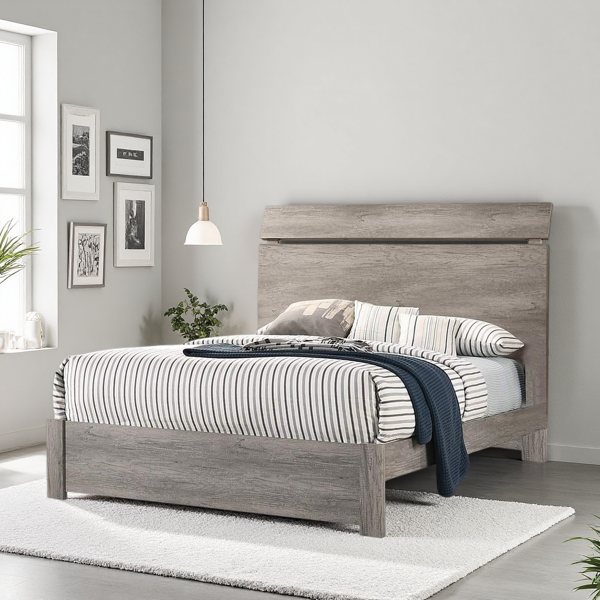 Queen Size Paper Laminate Panel Bed with Simple Modern Design