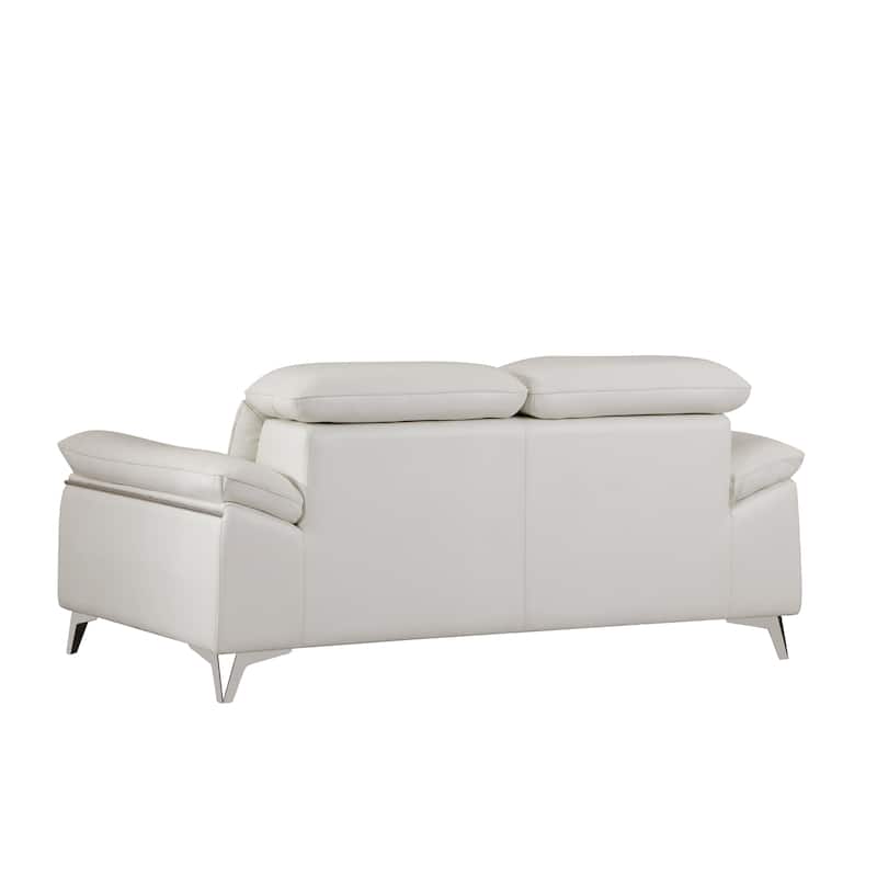 Top Grain Italian Leather Loveseat - White