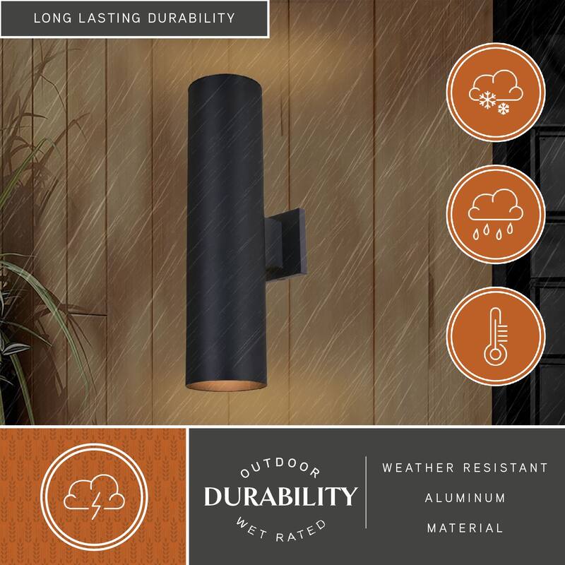 Chiasso Aluminum 2 Light Black Contemporary Outdoor Tube Wall Light 5